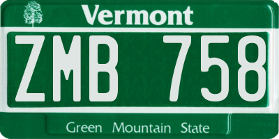 VT license plate ZMB758