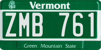 VT license plate ZMB761