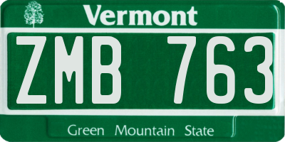 VT license plate ZMB763