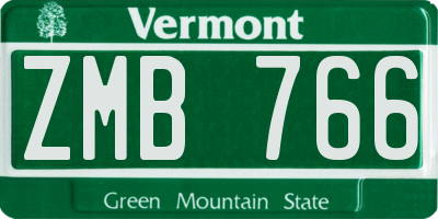 VT license plate ZMB766