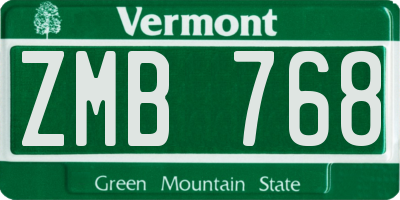 VT license plate ZMB768
