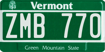 VT license plate ZMB770
