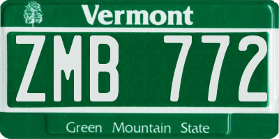 VT license plate ZMB772