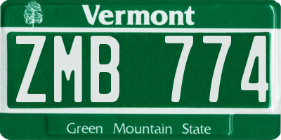 VT license plate ZMB774
