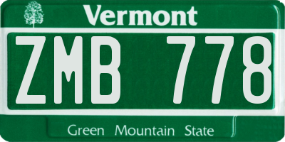 VT license plate ZMB778