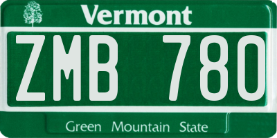 VT license plate ZMB780