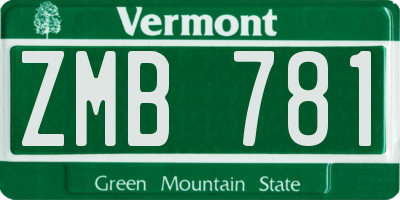 VT license plate ZMB781