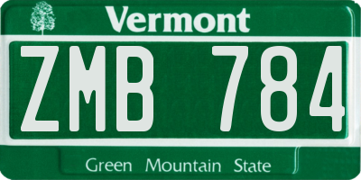 VT license plate ZMB784