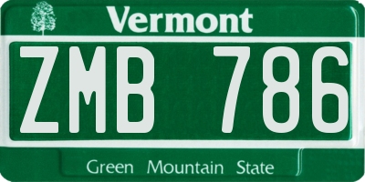 VT license plate ZMB786