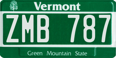 VT license plate ZMB787
