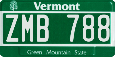 VT license plate ZMB788