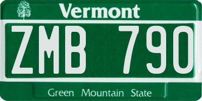 VT license plate ZMB790