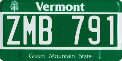 VT license plate ZMB791