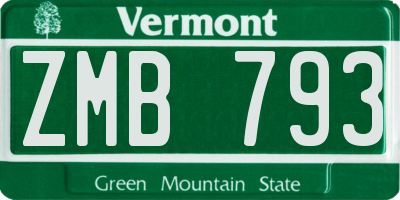 VT license plate ZMB793