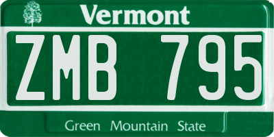 VT license plate ZMB795