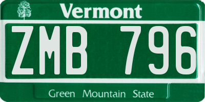VT license plate ZMB796