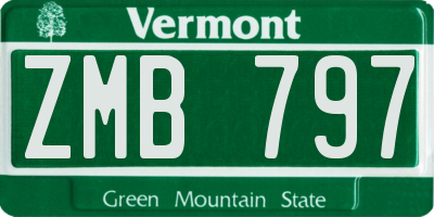 VT license plate ZMB797
