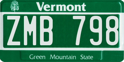 VT license plate ZMB798