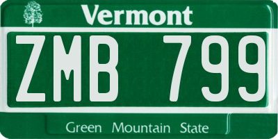 VT license plate ZMB799