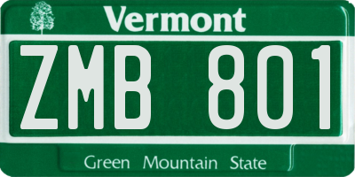 VT license plate ZMB801