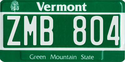 VT license plate ZMB804