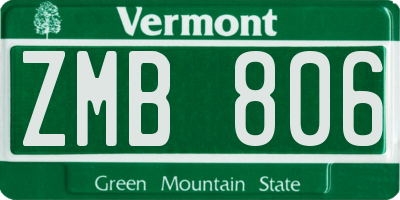 VT license plate ZMB806