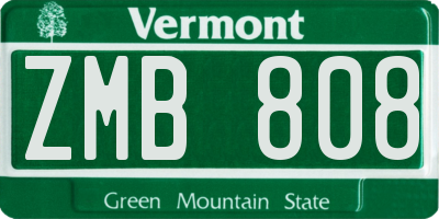 VT license plate ZMB808