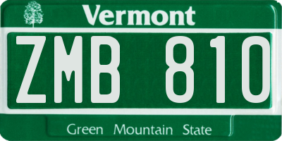 VT license plate ZMB810