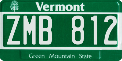 VT license plate ZMB812