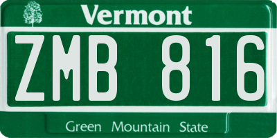 VT license plate ZMB816
