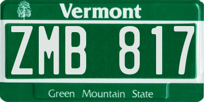 VT license plate ZMB817
