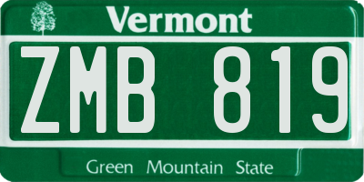 VT license plate ZMB819