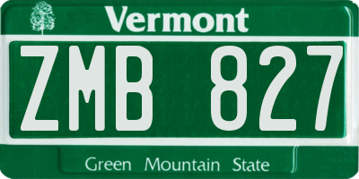 VT license plate ZMB827