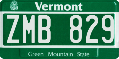 VT license plate ZMB829