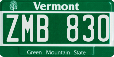 VT license plate ZMB830