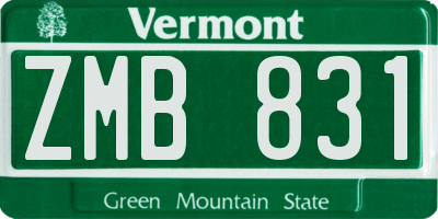 VT license plate ZMB831