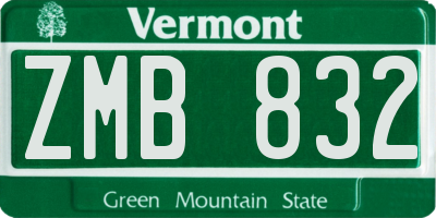 VT license plate ZMB832