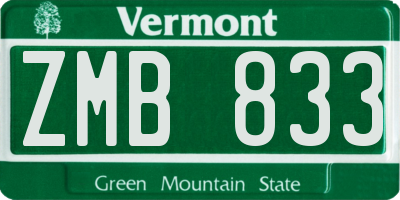 VT license plate ZMB833