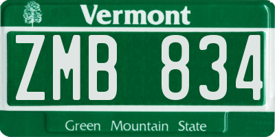 VT license plate ZMB834