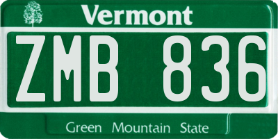VT license plate ZMB836