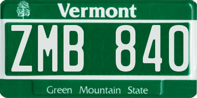 VT license plate ZMB840