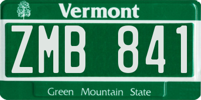 VT license plate ZMB841
