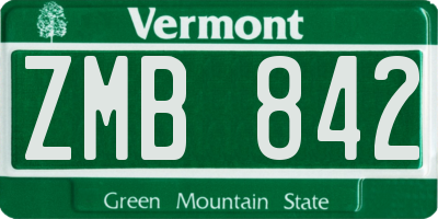 VT license plate ZMB842
