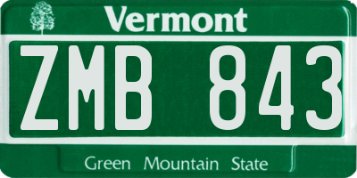 VT license plate ZMB843