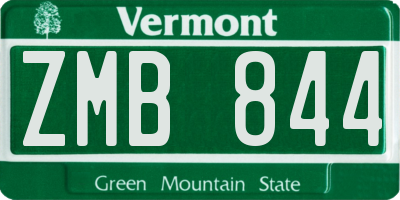 VT license plate ZMB844
