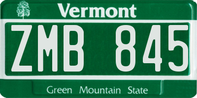 VT license plate ZMB845