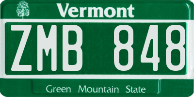 VT license plate ZMB848