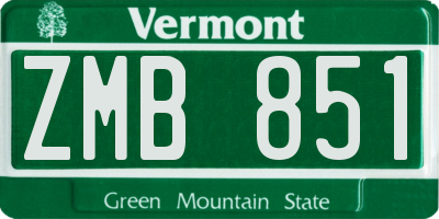 VT license plate ZMB851