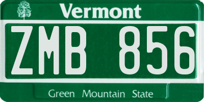 VT license plate ZMB856