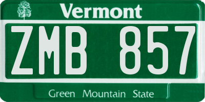 VT license plate ZMB857